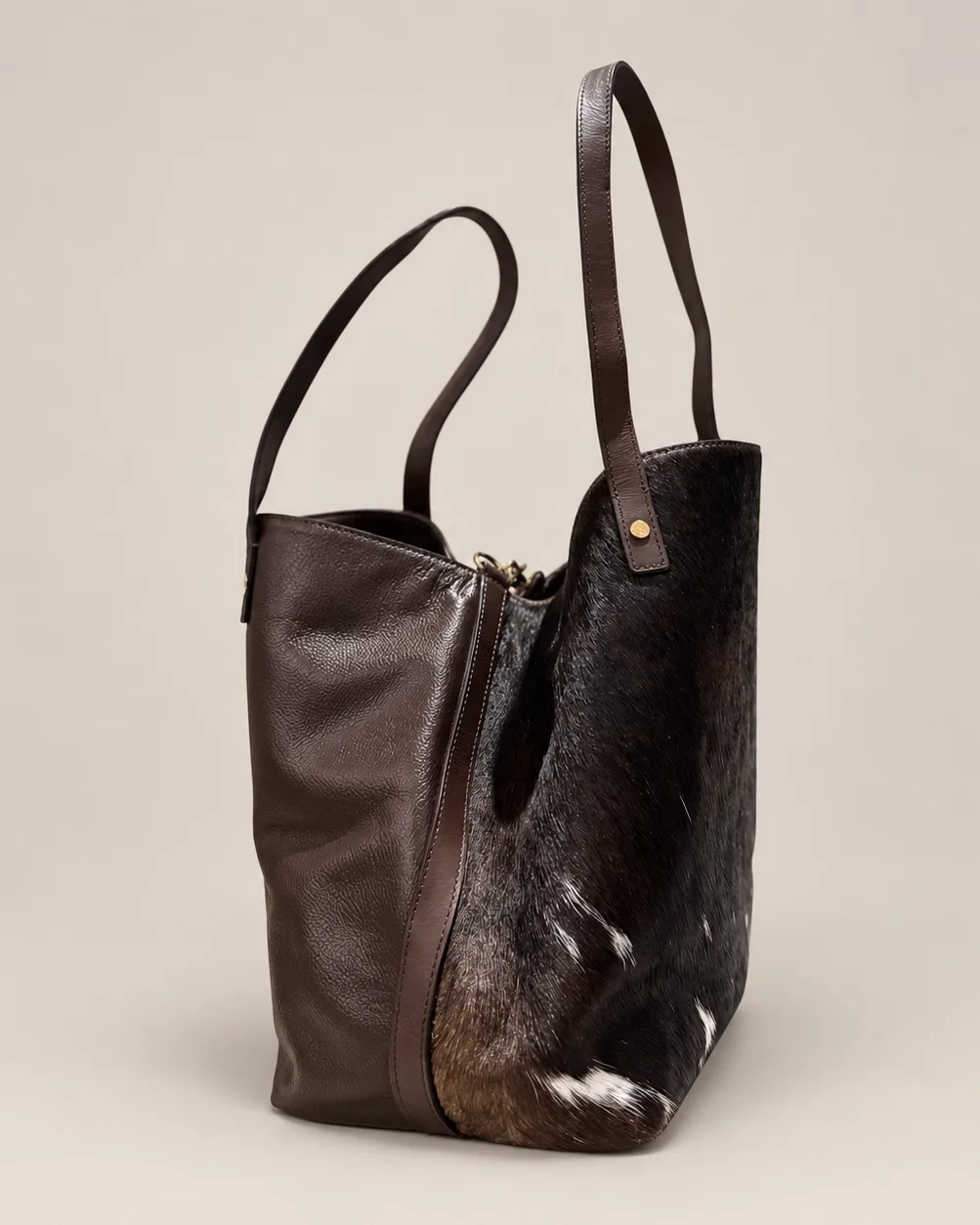 shopper Cuero y Pelo Café